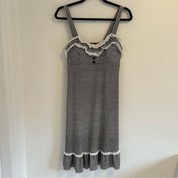 Bali Dresses & Skirts - Vintage Gingham Coastal Cowgirl Cottagecore Ruffle Mini Dress Women’s Size Small